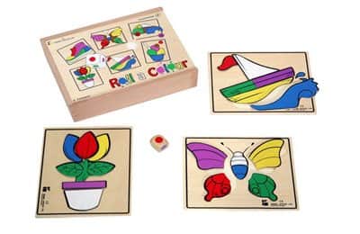 משחק מעץ הרכבת צבעים איכותי <BR> 6 דגמים