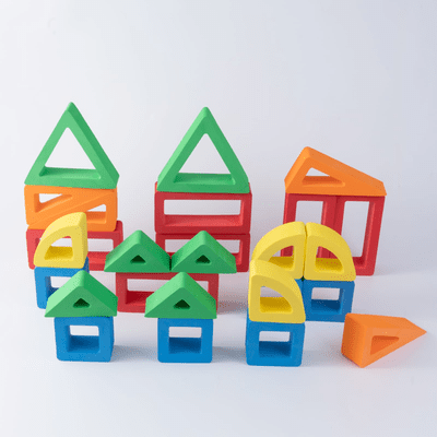 סט 26 קוביות ספוג חלון <BR> דמוי עץ/ צבעוני