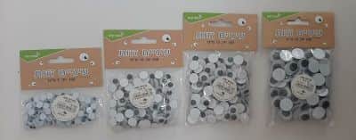 עיניים זזות מפלסטיק 100 יח <BR> בחר גודל
