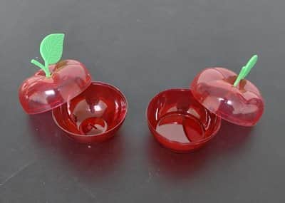 תפוח פלסטיק אדום+עלה נפתח לדבשיות 12 יח'