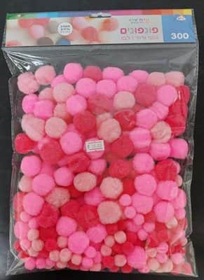 300 פונפונים גווני ורוד <BR>1.5X3 סמ