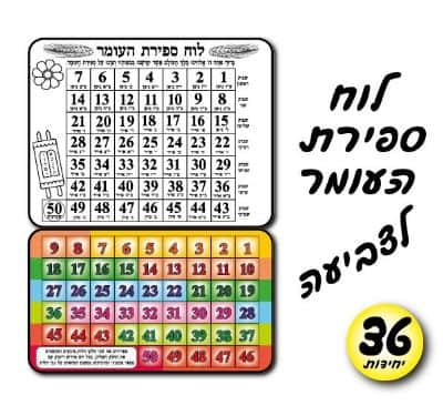 לוח ספירת העומר אישי לצביעה 36 יח