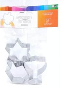 3 חותכני חנוכה- כוכב, סביבון,חנוכיה