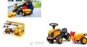 מיני טרקטור+נגרר צהוב <BR> 91X34X37 ס"מ
