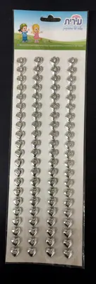 מדבקות לבבות כסף בולטות <BR> 4 בשורה