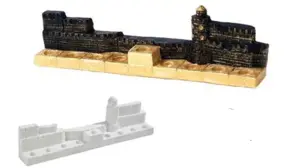 חנוכיית קרמיקה חומות ירושלים <BR> 24X7X3.5 סמ