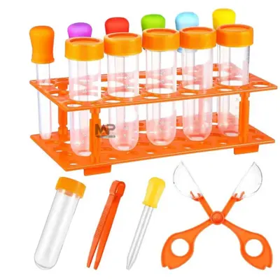 הפרופסור הקטן-5 מבחנות בסטנד<BR> +5 טפטפות+מלקט עגול+ מלקט רגיל