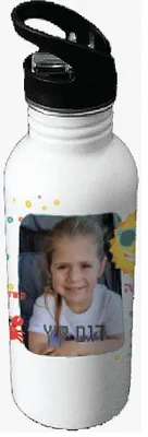 בקבוק שתיה נירוסטה עם קש <BR> גודל 600 מ"ל <BR> שטח הדפסה 9X18