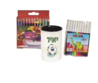 מעמד לעפרונות קרמיקה+עפרונות+טושים
