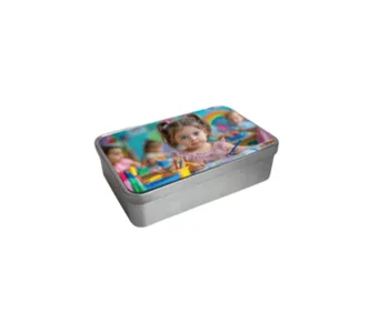 קופסת מתכת ממותגת <BR> גודל 19X13 <BR> שטח הדפסה 12X19