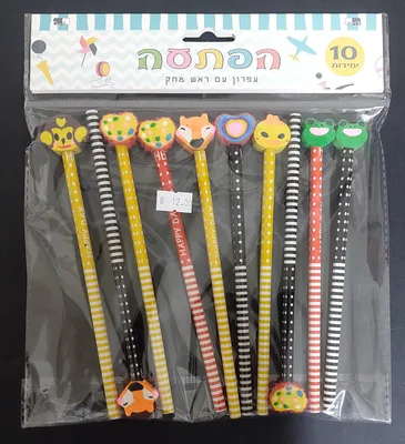 10 עיפרון עם ראש מחק מעורב