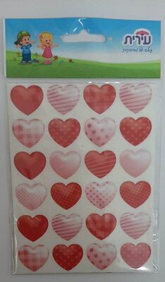 מדבקות לבבות בגווני אדום 4 בשורה<BR>10 דף